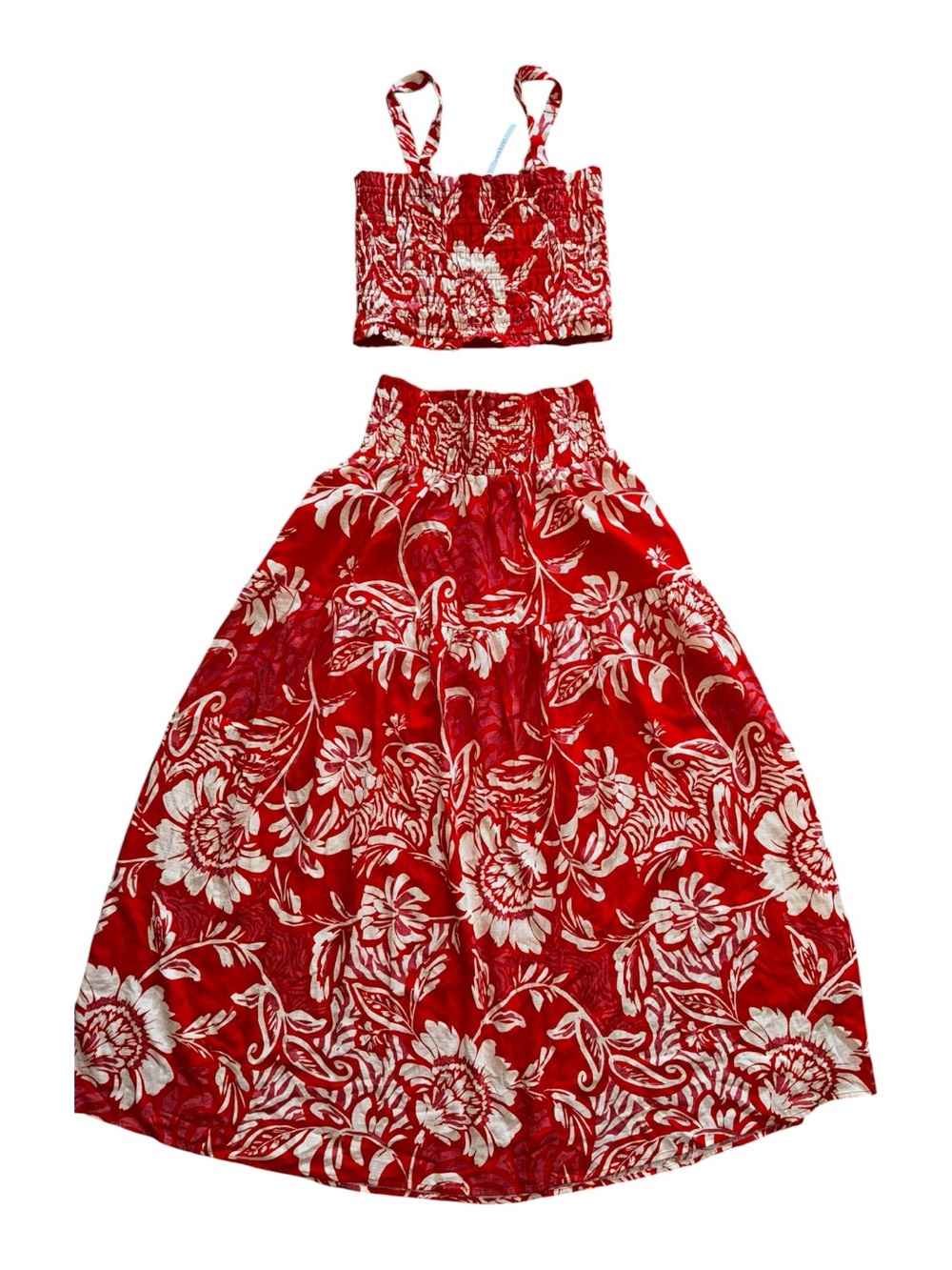 NWT Anthropologie Paper Heart Red Floral two piece Maxi set - Picture 2 of 13
